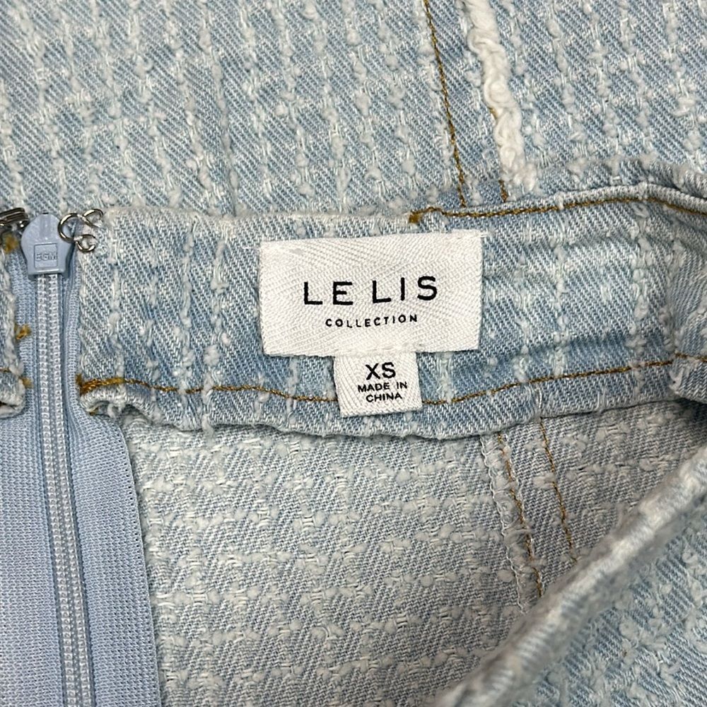 Lelis Tweed Sky Blue Mini Pencil Skirt Sz XS - Picture 4 of 5